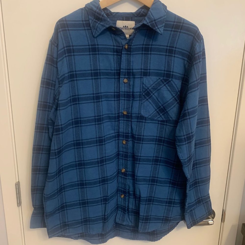 Northeast Outfitters Men's Flannel - Blue Plaid - Large
